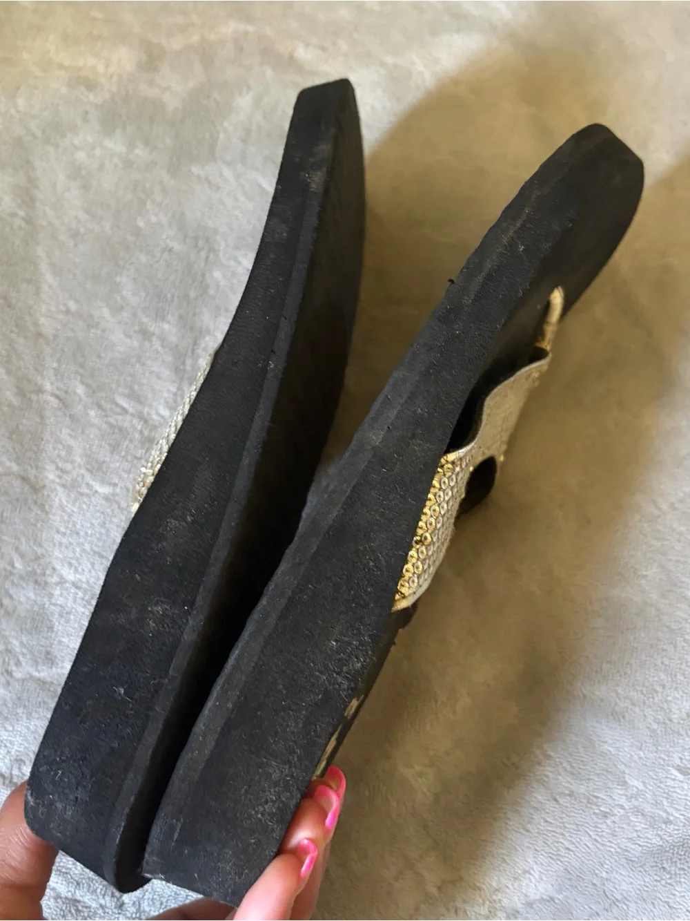 Yellow Box Gold Sequin Thong Sandals - Picture 5 of 6